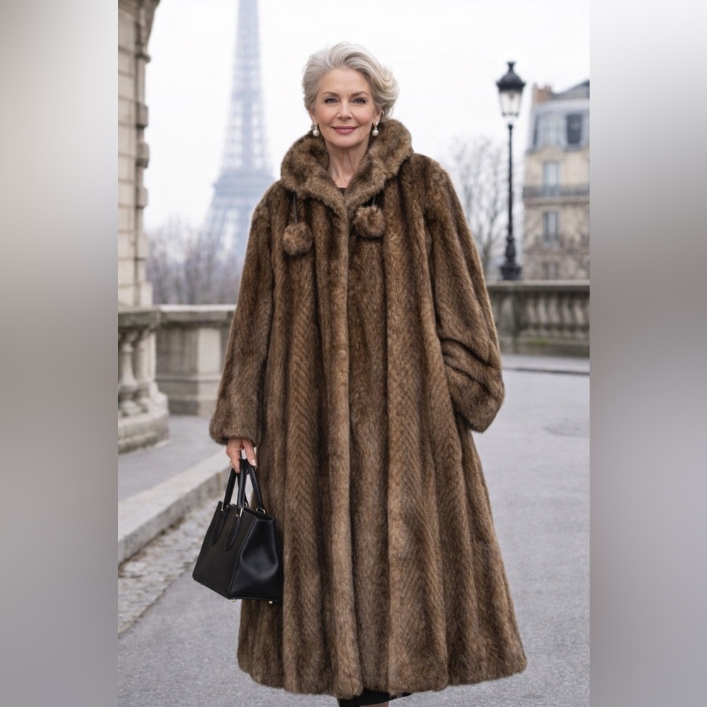 Monique Paris pour CDV Vintage Long Faux Fur Coat – Made in France
